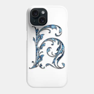 Ornate Blue Silver Letter H Phone Case