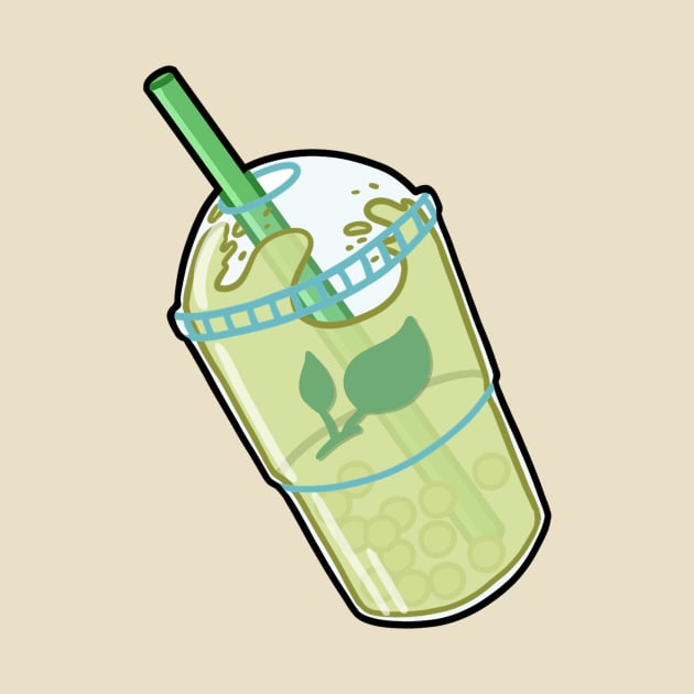 Cute sticker of green bubble tea. by Yurapura