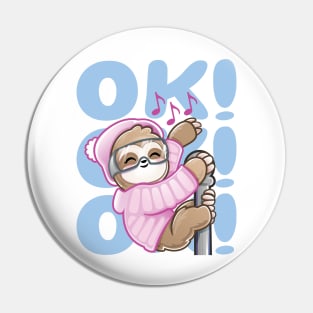 Ski Rave Sloth Kid Baby Dance Ok Pin