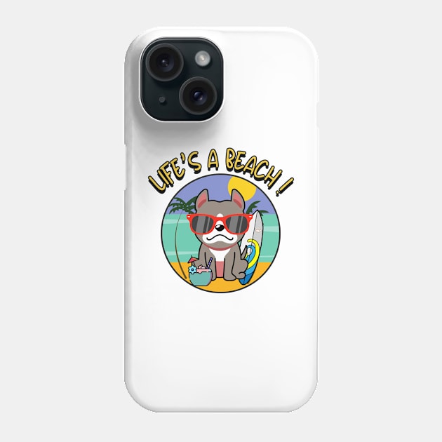 Cute grey dog Goes to the beach Phone Case by Pet Station