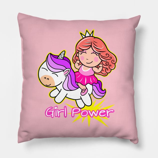 Fitness Princess and Unicorn friend Pillow by TimAddisonArt