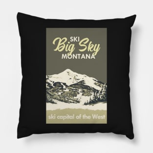 Grey Ski Big Sky Montana Vintage Ski Poster Pillow