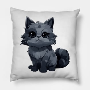 Lovely cartoon fluffy cat looking at camera Pillow