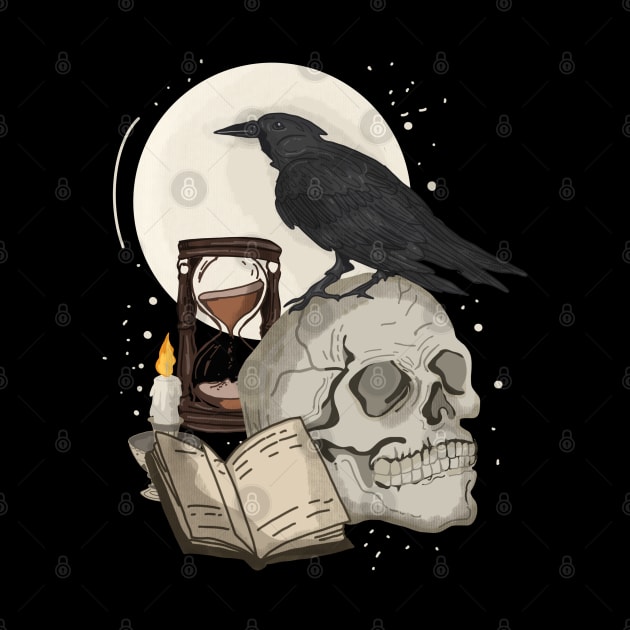 Dark Academia Raven skull by Mitalim