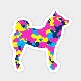 Lilly the Shiba Inu Silhouette - Neon Camo on White Magnet