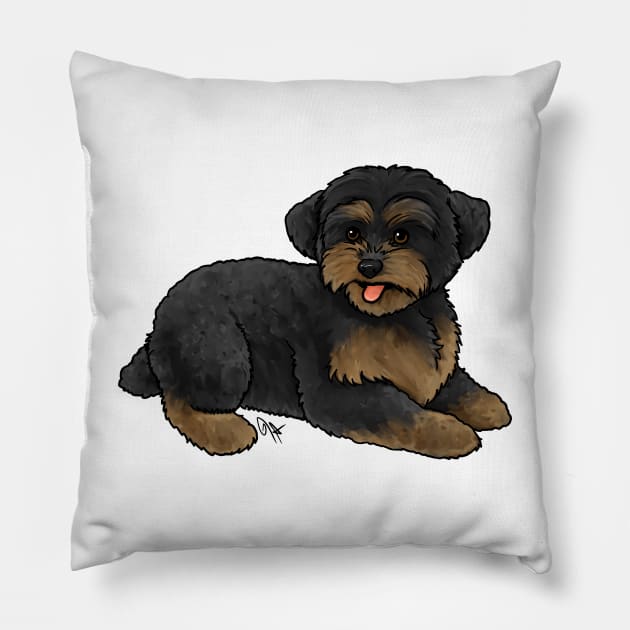 Dog - Yorkipoo - Black and Tan Pillow by Jen's Dogs Custom Gifts and Designs