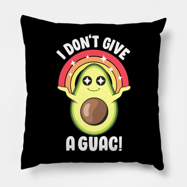 I Don't Give a Guac Cute Love Avocado Guacamole Funny Vegan Pillow by MerchBeastStudio