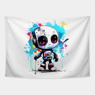 Cute cartoon Robot. Funny cyborg. Tapestry