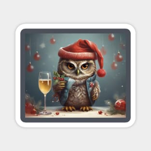 Grumpy Owl's New Year Champagne Celebration Magnet