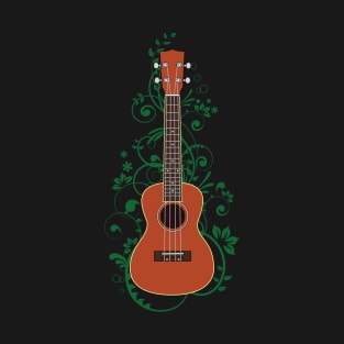 Mahogany Ukulele Flowering Vines T-Shirt