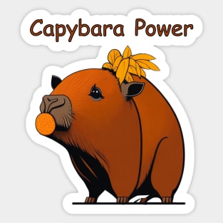 Capybara with a leaf, eat your greens! Sticker for Sale by manydoodles