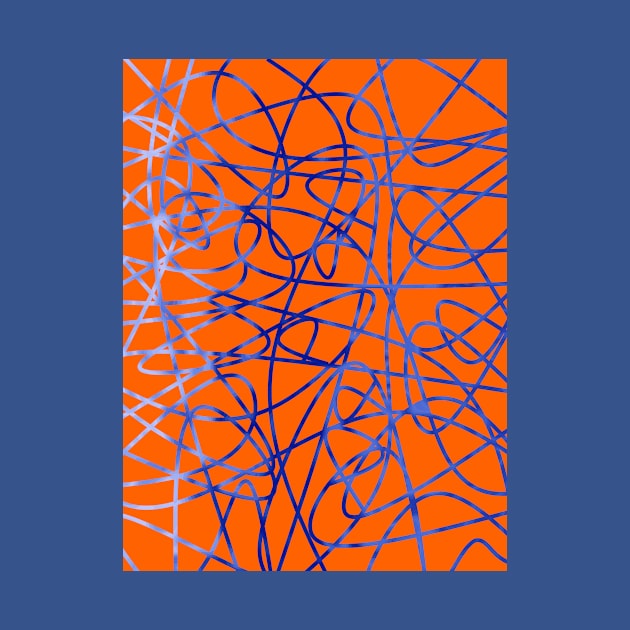 ORANGE With Blue Scribbles Abstract Art by SartorisArt1