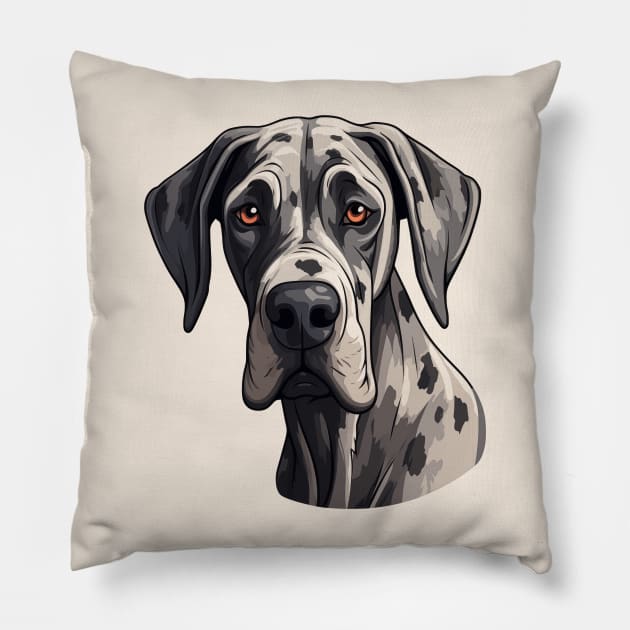 Great Dane Face Pillow by JunkyDotCom