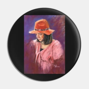 'Marisa in an Orange Hat' Pin