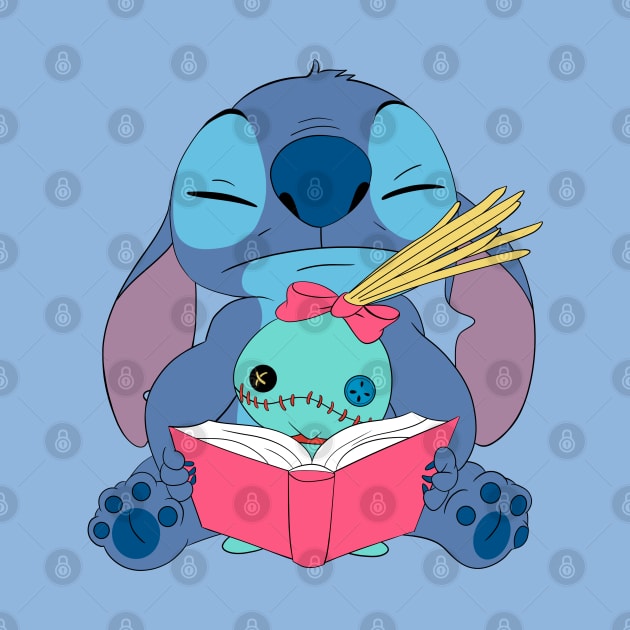 Stitch read a book by Nykos