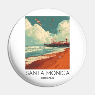 A Vintage Travel Illustration of Santa Monica - California - US Pin