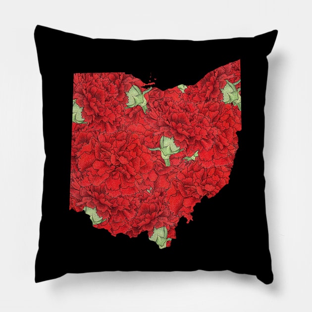 Ohio in flowers Pillow by UrsulaRodgers