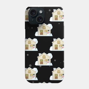 Christmas House Pattern - Black Background Phone Case