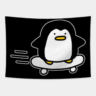 Cute Penguin Skateboarder Tapestry