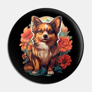 Floral Chihuahua Vintage Flower Dog Lover Pin