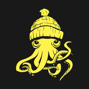 Cozy Octopus: Winter Beanie Delight T-Shirt