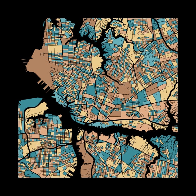 Norfolk Map Pattern in Mid Century Pastel by PatternMaps