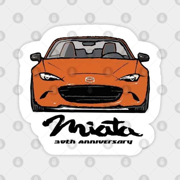 Miata MX5 30th Anniversary Orange Magnet by Woreth