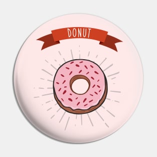 Donut color vintage illustration. Drawing in cartoon style. Food illustration Pin