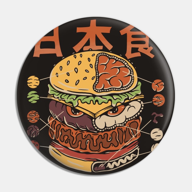 Monster Burger Pin by footmark studio