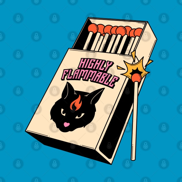 Highly Flammable Black Cat in blue by The Charcoal Cat Co.