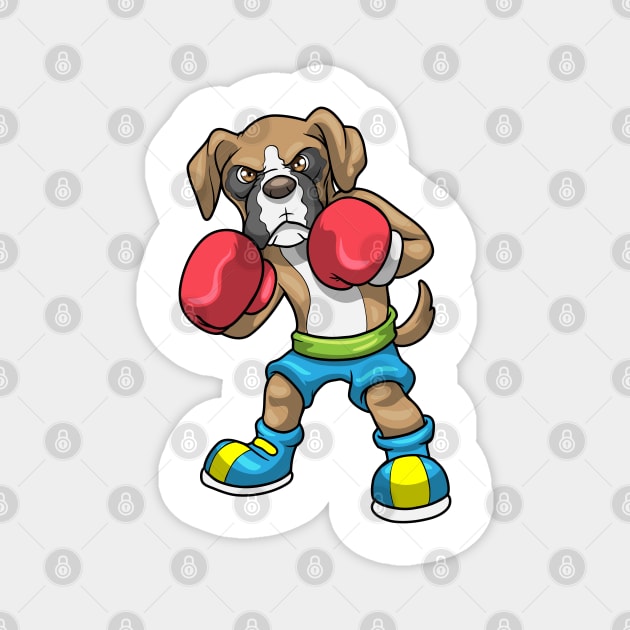 Dog as Boxer with Boxing gloves Magnet by Markus Schnabel