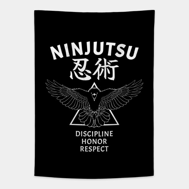 Ninjutsu Raven Tapestry by NicGrayTees