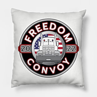 FREEDOM CONVOY 2022 - USA TRUCKERS FOR FREEDOM - GRAY ROUND WHITE LETTERS RED Pillow