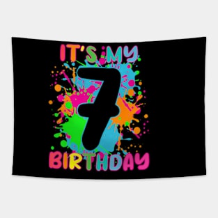 Its My Birthday 7 Years Old Boys Girl Rainbow Tapestry