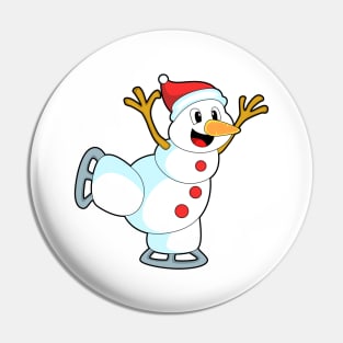 Snowman at Ice skating with Ice skates Pin