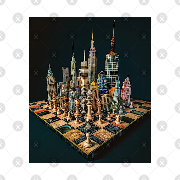 Urban Strategy: Chess City Skyline Tee gift by familycuteycom