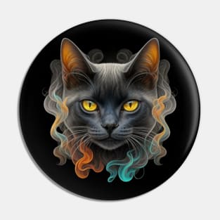 Cat Smoke Black Cat Pin