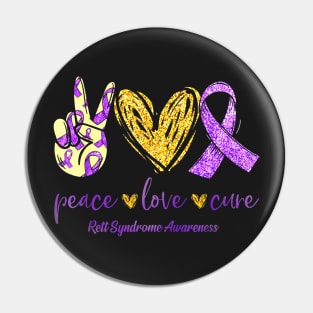 Peace Love Cure Ribbon Rett Syndrome Awareness Pin