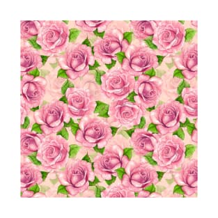 Pink watercolor roses pattern