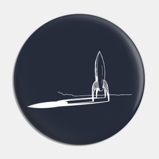 Super Retro Classic Rocket Line Art Pin