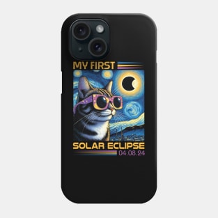 Solar Cat Eclipse, View Totality April 8 2024 Astronomy Cat Phone Case