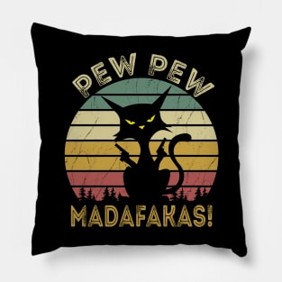 CAT PEW PEW MADAFAKAS VINTAGE Pillow