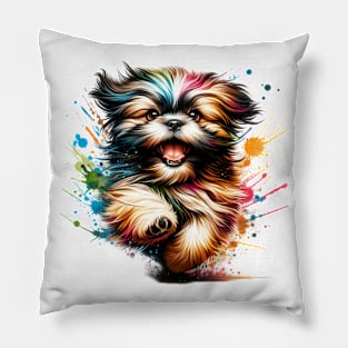 Shih Tzu Dog watercolor splash Pillow