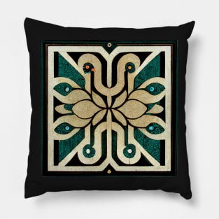 Art Deco design - peacock noir IX Pillow