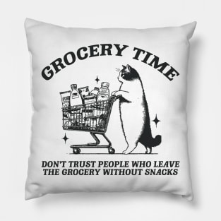 Grocery Time Funny Cat Shirt / Funny Cat Meme Shirt / Ironic Shirt / Weirdcore Clothing / Oddly Specific / Unhinged Pillow