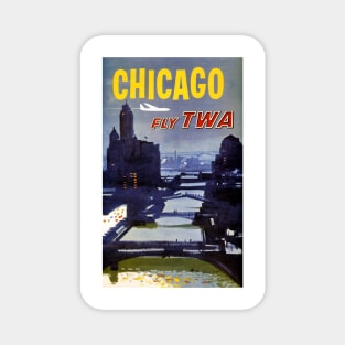 Vintage Travel Poster Chicago Fly TWA Magnet