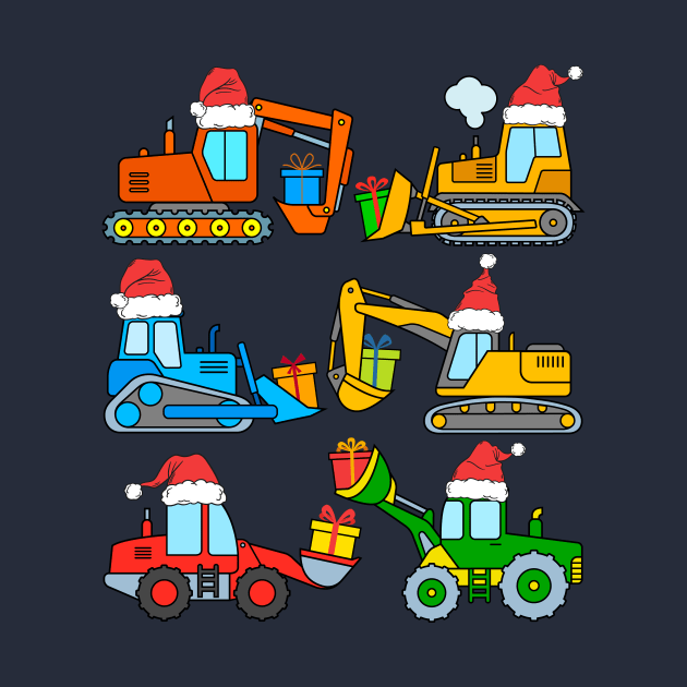 Christmas Excavator Construction Diggers Gifts Satna Hats Kids by samshirts