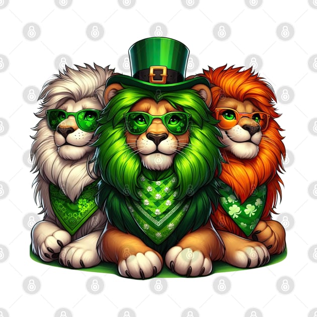 St Patricks Day Trio of Lions by Chromatic Fusion Studio