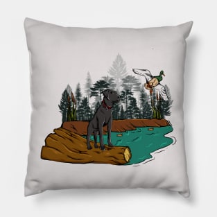 Hunting dog and duck Pillow