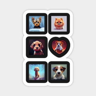 Cute Dogs and Puppies Stickers Pack Magnet